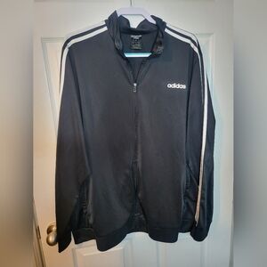 Adidas Men's 2XL Long Sleeve Full Zip Sweatshirt Black White Collar